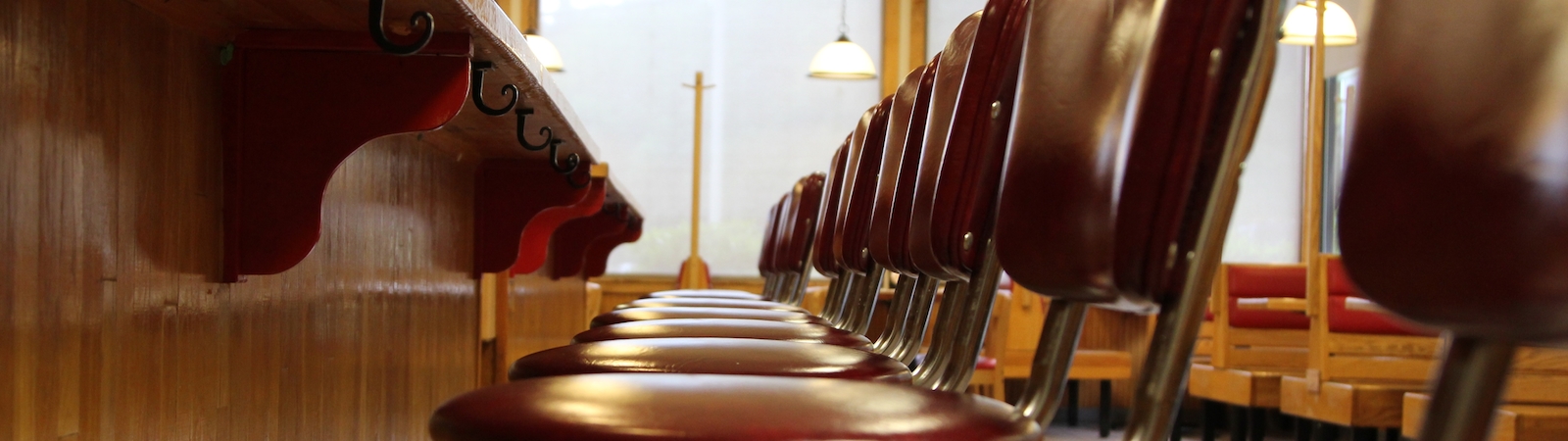 The empty bar at the diner.